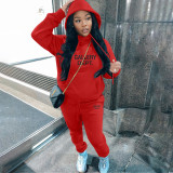 EVE Padded Thickened Letter Printed Hooded Pants Sports Suit XMF-218