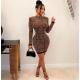 EVE Fashion Print Long Sleeve Knits Bodycon Dress GWDS-230111