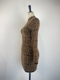 EVE Fashion Print Long Sleeve Knits Bodycon Dress GWDS-230111