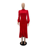 EVE Long Sleeve Slim Party Midi Dress (Without Belt) GYLY-9909