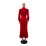 EVE Long Sleeve Slim Party Midi Dress (Without Belt) GYLY-9909