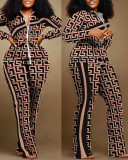 EVE Plus Size Printed Fashion Coat And Pants 2 Piece Set GSRX-3006
