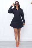 EVE Casual Solid Long Sleeve Two Piece Skirt Set WY-6913