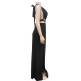 EVE Fashion Solid Color Backless Maxi Dress BY-6206