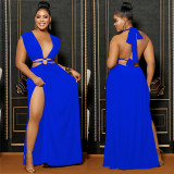 EVE Fashion Solid Color Backless Maxi Dress BY-6206