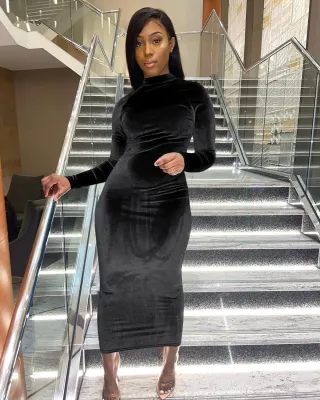 EVE Sexy Fashion Solid Midi Dress YD-1078
