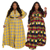 EVE Plus Size Loose Print Shirt Dress (Without Belt)NNWF-3153