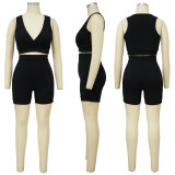 EVE Solid Color Tank Top Shorts Two Piece Set YF-10392