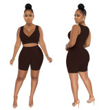 EVE Solid Color Tank Top Shorts Two Piece Set YF-10392