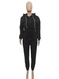 EVE Casual Hooded Solid Color Zipper Jumpsuit BN-9401