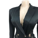 EVE Long Sleeve Double-breasted Tassel Mini Dress BY-6161