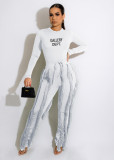 EVE Casual Solid Print Bodysuit And Tassel Pant Sport Suit OUQF-A067