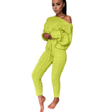 EVE Plus Size Sweater Long Sleeve Pants Two Piece Set GBLH-3119