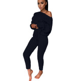 EVE Plus Size Sweater Long Sleeve Pants Two Piece Set GBLH-3119
