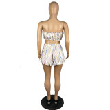 EVE Sexy Print Tube Tops And Short Two Piece Set LINW-9434