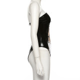 EVE Sexy Wrap Chest PU Leather Bodysuits GYME-1735682