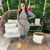 EVE Fashion Casual Hollow Long Sleeve Pants Two Piece Set XEF-22935