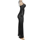 EVE Sexy Halter Neck See-through Slim Maxi Dress GYME-15278