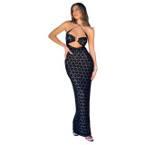 EVE Sexy Halter Neck See-through Slim Maxi Dress GYME-15278