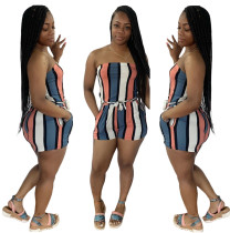 EVE Striped Print Wrap Chest Rompers XYMF-8016