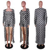EVE Casual Polka Dot Wrap Chest Rompers+Coat 2 Piece Set WY-6668