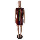 EVE Tassel Sleeveless Splicing Knitted Mini Dress GDYF-10707