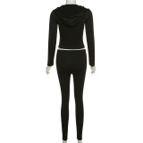 EVE Solid Long Sleeve Tops And High Waist Pant 2 Piece Pant XEF-24025
