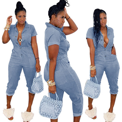 EVE Fashion Button Short Sleeve Jumpsuit WY-6662