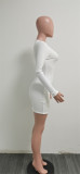 EVE Solid Color Long Sleeve Slim Mini Dress HEJ-S912