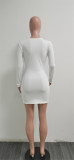 EVE Solid Color Long Sleeve Slim Mini Dress HEJ-S912