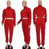 EVE Solid Long Sleeve Sweatshirt And Pant Two Piece Set QIYF-1028