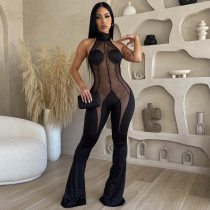 EVE Mesh Patchwork See Through Jumpsuit BN-9402