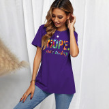 EVE Plus Size Letter Printed Short Sleeve Loose T Shirt SXF-23201