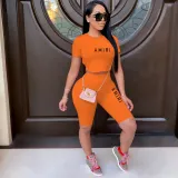 EVE Fashion Backless Tie Up Pullover Shorts Two Piece Set XMF-235