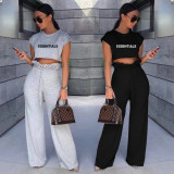 EVE Casual Letter Print Two Piece Pants Set CXLF-8103