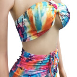 EVE Sexy Print Halter Top And Skirt Two Piece Sets BY-5163