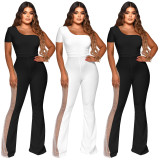 EVE Mesh Splice Hot Drill Jumpsuit MA-Y533