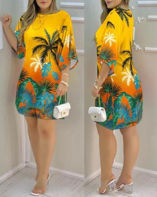EVE Plus Size Fashion Casual Print Dress GSRX-9012
