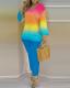 EVE Plus Size Printed Fashion 2 Piece Pants Set GSRX-9003