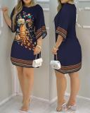 EVE Plus Size Fashion Casual Print Dress GSRX-9012