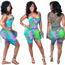EVE Sexy Print Backless Tie Up Tight Rompers YN-88900