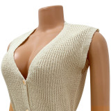 Fashion Sleeveless Single Breasted Long Sweater GOSD-6832