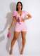EVE Casual Low-cut Tie Up Top Shorts Two Piece Set QXTF-8146