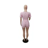 EVE Casual Low-cut Tie Up Top Shorts Two Piece Set QXTF-8146