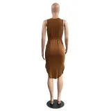 EVE Fashion Print Sleeveless Midi Dress HGL-2008
