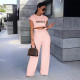 EVE Letter Print Crop Tops And Pants Two Piece Set CXLF-8105