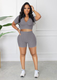 EVE Solid Casual Sports Short Sleeve Shorts Suit MZ-2784