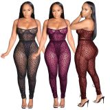 EVE Mesh See-Through Sexy Bodysuit And Pants Two Piece Set FST-7081