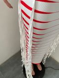 EVE Half-high Neck Rib Printed Ribbon Sleeveless Dress NIK-324