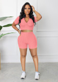 EVE Solid Casual Sports Short Sleeve Shorts Suit MZ-2784